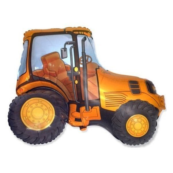 Farm Animals Balloons, 37 inch TRACTOR - Yellow, Loonballoon, Mfr#: LOON-LAB-LAB290-FM